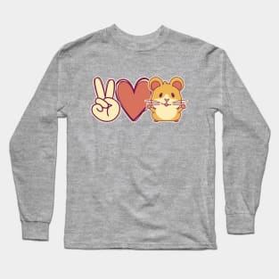 Peace Love Hamster Cute Kawaii Rodent Lover Long Sleeve T-Shirt